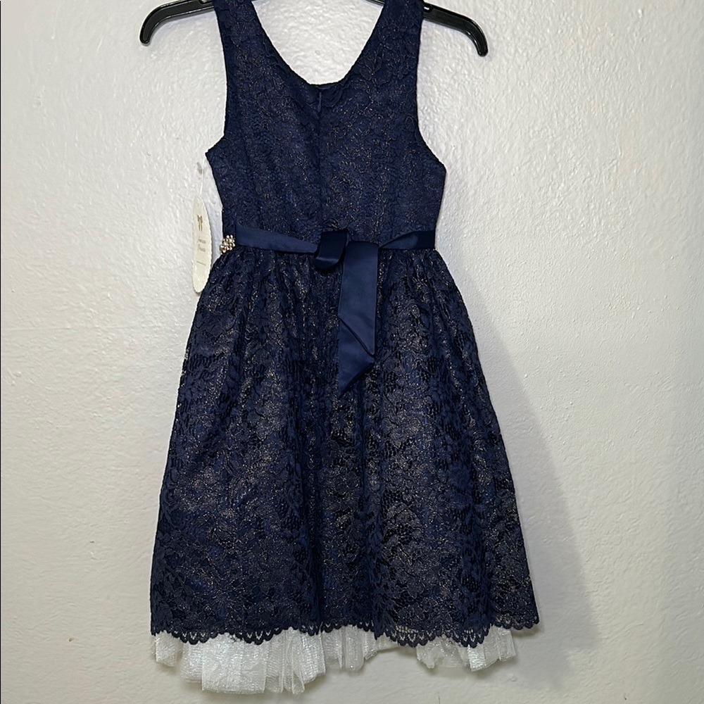 American Princess Blue Fit and Flare Sleeveless Dress for Weddings - Picture 5 of 8
